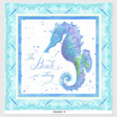 Waterverf Blue Seahorse Beach roept zeester Sticker (Vel)
