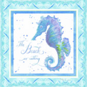 Waterverf Blue Seahorse Beach roept zeester Sticker (Voorkant)