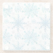 Waterverf Blue & Silver Glitter Winter Snowflake Glazen Onderzetter (Achterkant)