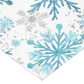 Waterverf Blue & Silver Glitter Winter Snowflakes Korte Tafelloper (Hoek)