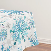 Waterverf Blue & Silver Glitter Winter Snowflakes Tafelkleed (Voorbeeld)