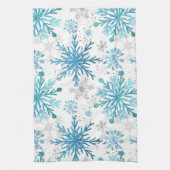 Waterverf Blue & Silver Glitter Winter Snowflakes Theedoek (Verticaal)