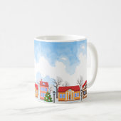 Waterverf Blue Sky buitenwijken met Kerstmis Koffiemok (Voorkant rechts)