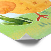 Waterverf Blue Sky Clouds Chicks Flowers Nursery Poster (Hoek)