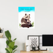 Waterverf Blue Sky Panda Beer & Cub Quote Nursery Poster (Thuiskantoor)