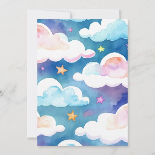 Waterverf Blue Sky Schattige Vliegtuig 5e Verjaard Kaart (Achterkant)