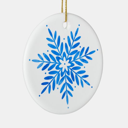 Waterverf Blue Snowflake Keramisch Ornament (Rechts)
