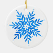 Waterverf Blue Snowflake Keramisch Ornament (Achterkant)