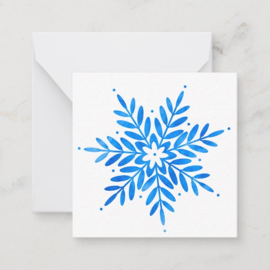 Waterverf Blue Snowflake Note Card Notitiekaartje (Voorkant)
