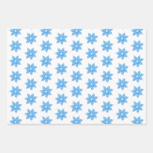 Waterverf Blue Snowflake Pattern Inpakpapier Vel (Voorkant 3)