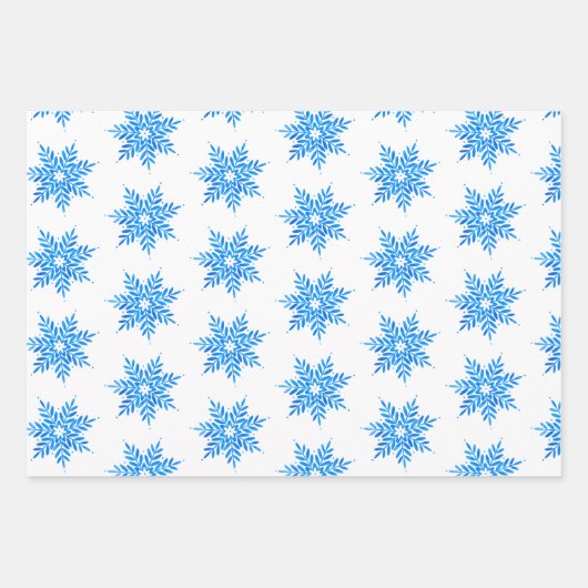Waterverf Blue Snowflake Pattern Inpakpapier Vel (Voorkant 2)