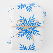 Waterverf Blue Snowflake Pattern Inpakpapier Vel (In situ)
