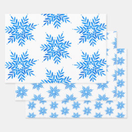 Waterverf Blue Snowflake Pattern Inpakpapier Vel