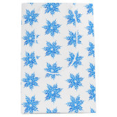 Waterverf Blue Snowflake Pattern Medium Cadeauzakje (Voorkant)