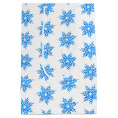 Waterverf Blue Snowflake Pattern Medium Cadeauzakje (Achterkant)