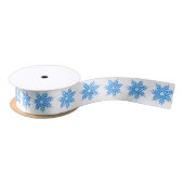 Waterverf Blue Snowflake Pattern Satijnen Lint (Spoel)