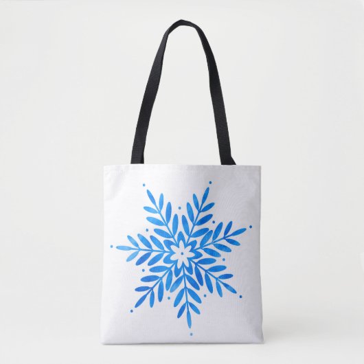 Waterverf Blue Snowflake Pattern Tote Bag (Voorkant)