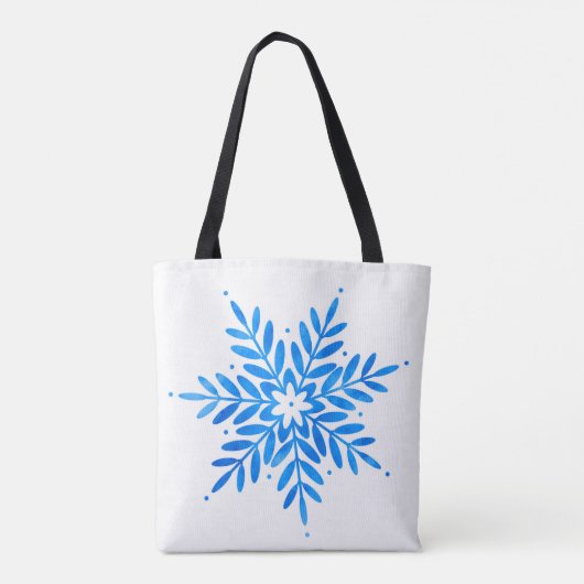 Waterverf Blue Snowflake Pattern Tote Bag (Achterkant)