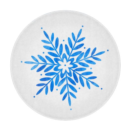 Waterverf Blue Snowflake Snijplank (Voorkant)