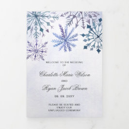 Waterverf Blue Snowflake Winter Wedding Drieluik Programma