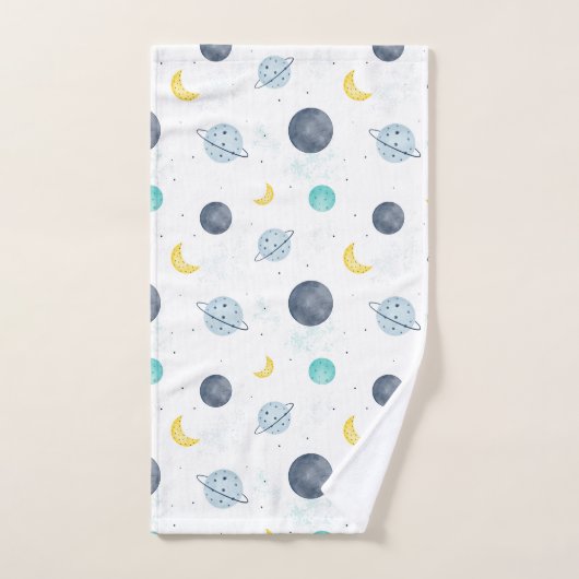 Waterverf Blue Space Planet Patroon Bad Handdoek (Handdoek)