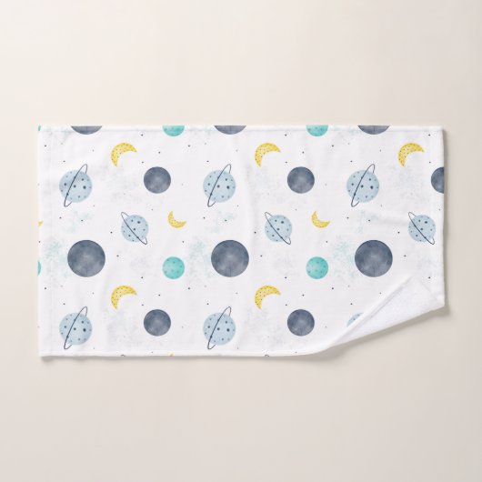 Waterverf Blue Space Planet Patroon Bad Handdoek (Handdoek)