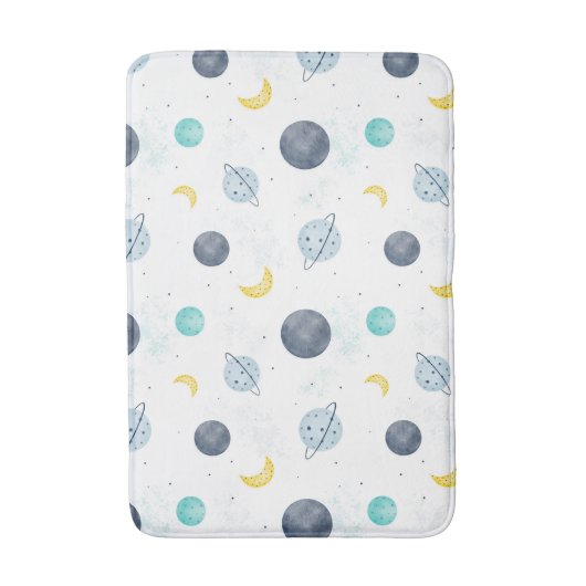 Waterverf Blue Space Planet Patroon Badmat (Voorkant Verticaal)