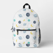 Waterverf Blue Space Planet Patroon Bedrukte Rugzak (Voorkant)