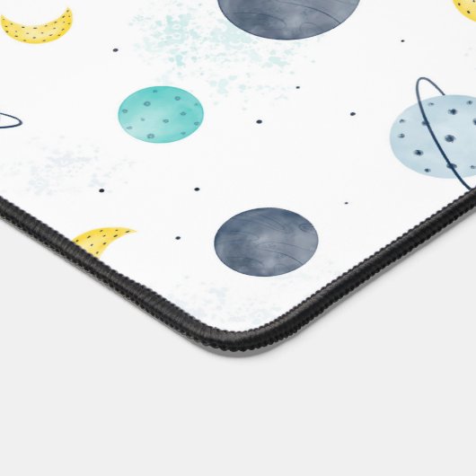 Waterverf Blue Space Planet Patroon Bureaumat (Hoek)