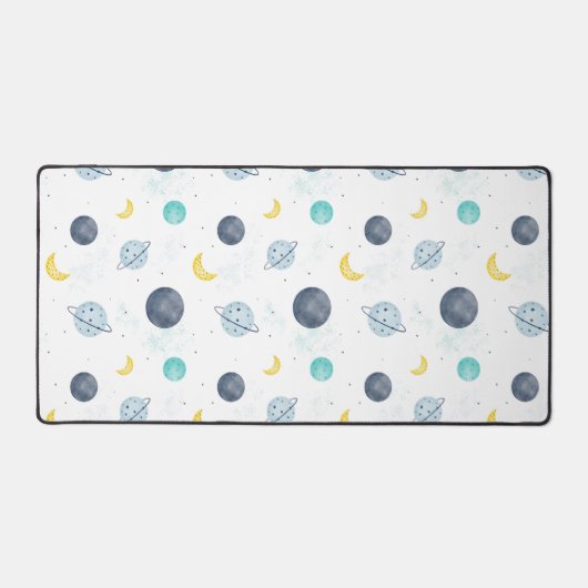 Waterverf Blue Space Planet Patroon Bureaumat (Voorkant)