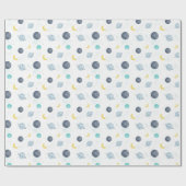 Waterverf Blue Space Planet Patroon Cadeaupapier (Vlak)