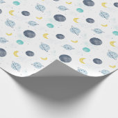 Waterverf Blue Space Planet Patroon Cadeaupapier (Hoek)
