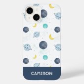 Waterverf Blue Space Planet Patroon Case-Mate iPhone Case (Achterkant)