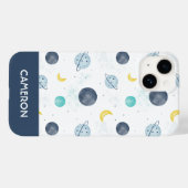 Waterverf Blue Space Planet Patroon Case-Mate iPhone Case (Achterkant (horizontaal))