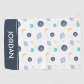 Waterverf Blue Space Planet Patroon Golfhanddoek (Horizontaal)