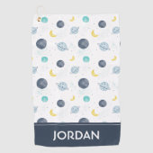 Waterverf Blue Space Planet Patroon Golfhanddoek (Voorkant)