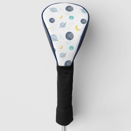 Waterverf Blue Space Planet Patroon Golfheadcover (Voorkant)