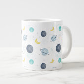 Waterverf Blue Space Planet Patroon Grote Koffiekop (Voorkant rechts)