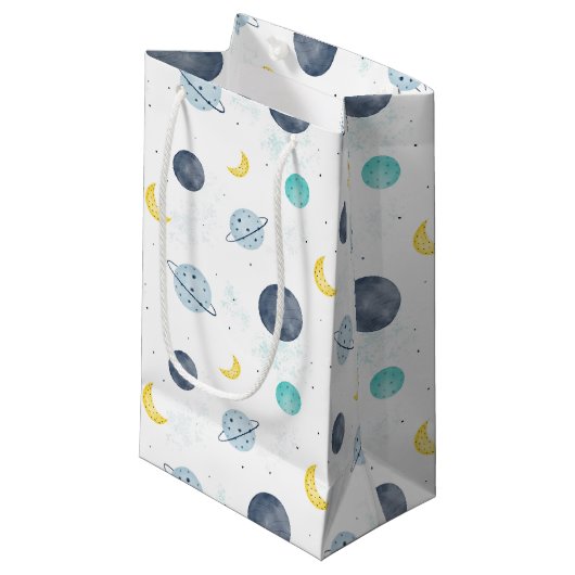 Waterverf Blue Space Planet Patroon Klein Cadeauzakje (Voorkant Gekanteld)