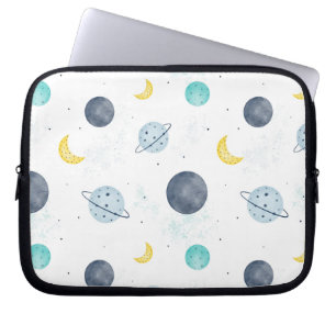 Waterverf Blue Space Planet Patroon Laptop Sleeve