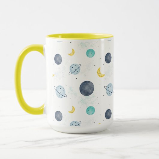 Waterverf Blue Space Planet Patroon Mok (Links)
