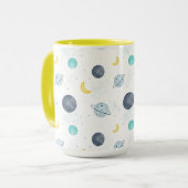 Waterverf Blue Space Planet Patroon Mok (Voorkant links)