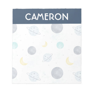 Waterverf Blue Space Planet Patroon Notitieblok