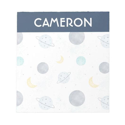 Waterverf Blue Space Planet Patroon Notitieblok (Voorkant)