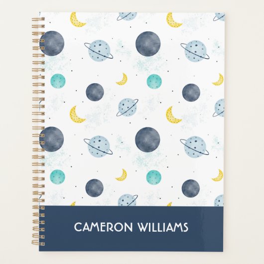 Waterverf Blue Space Planet Patroon Planner (Voorkant)