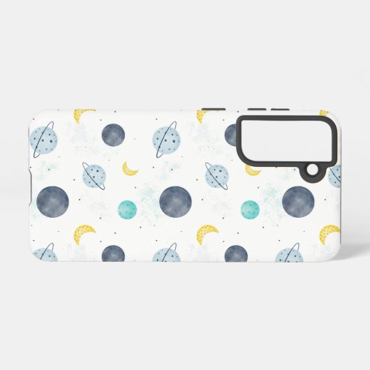Waterverf Blue Space Planet Patroon Samsung Galaxy Hoesje (Achterkant horizontaal)