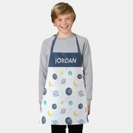 Waterverf Blue Space Planet Patroon Schort (Gedragen)