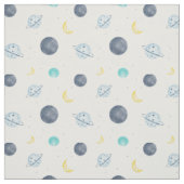 Waterverf Blue Space Planet Patroon Stof (Swatch)