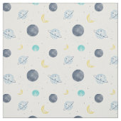 Waterverf Blue Space Planet Patroon Stof (Swatch)