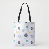 Waterverf Blue Space Planet Patroon Tote Bag (Voorkant)